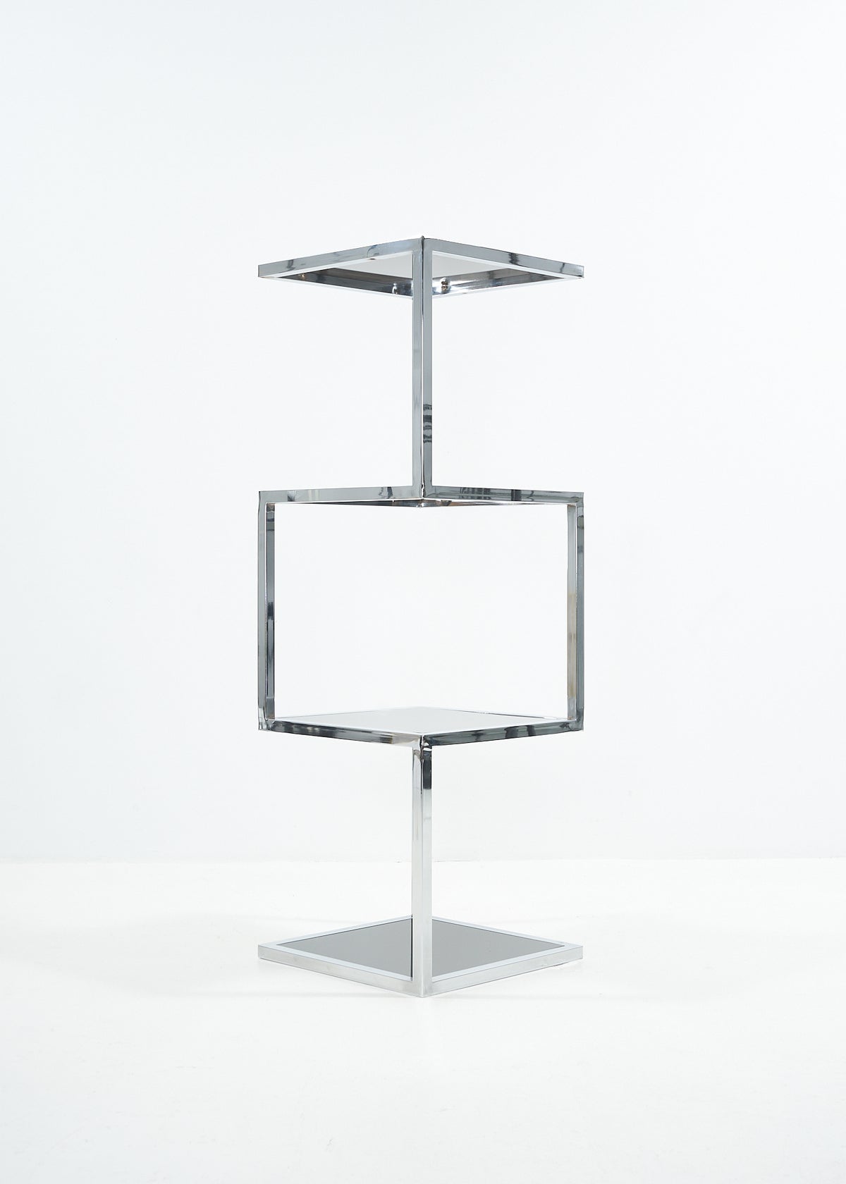 Étagère tripartite chrome 1970s
