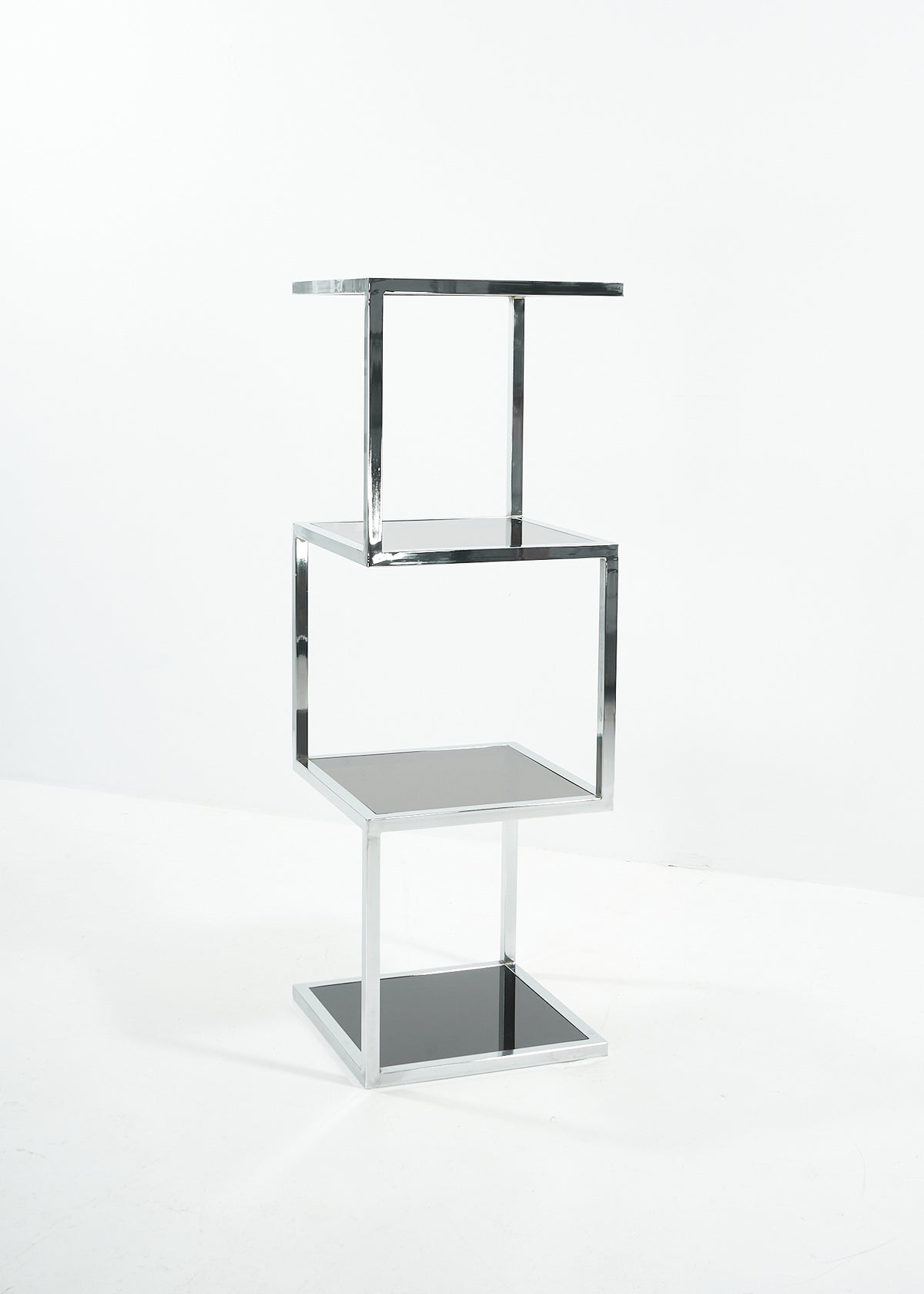 Étagère tripartite chrome 1970s