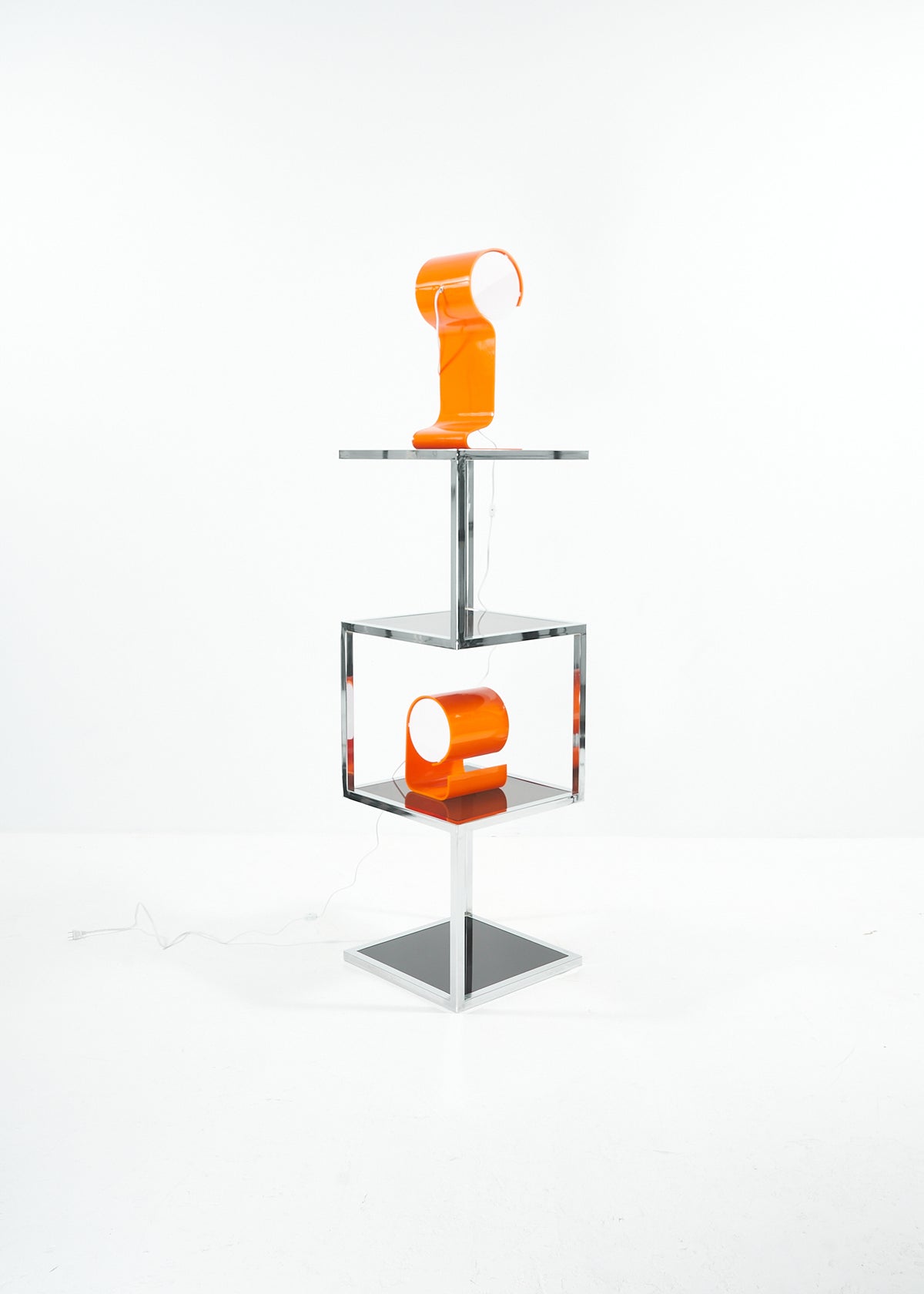 Étagère tripartite chrome 1970s