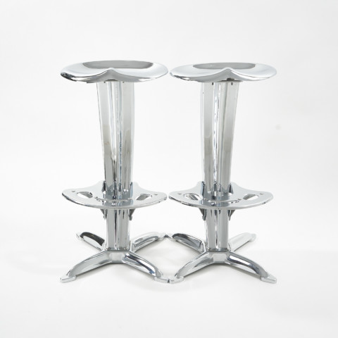 Pair of chrome LOTUS stools by Yasuaki Sasamoto for Dulton Co. Ltd.