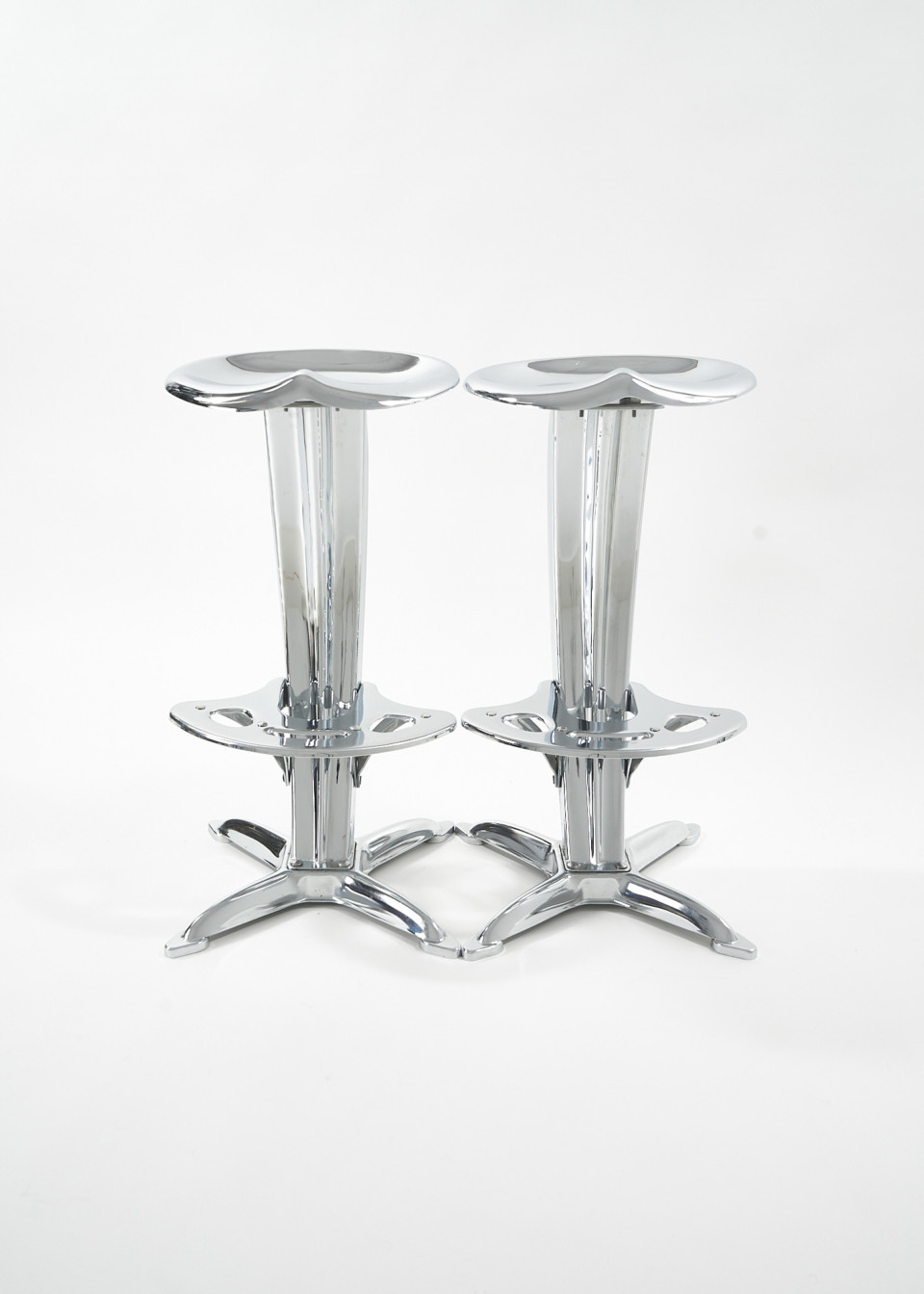 Pair of chrome LOTUS stools by Yasuaki Sasamoto for Dulton Co. Ltd.